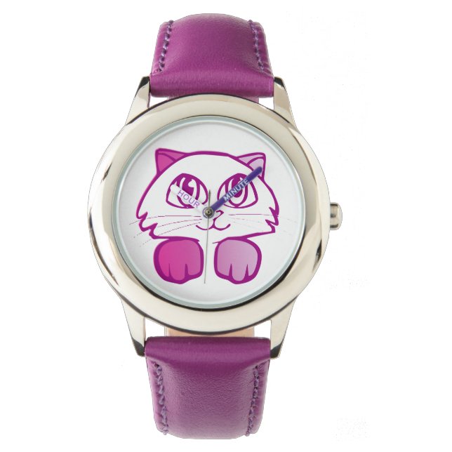 Violet kat geen nummers horloge (Voorkant)