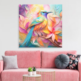 Violet Keelzangende Zangvogel Fantasie Vogel Canvas Afdruk