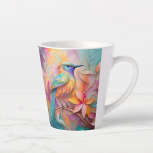 Violet Keelzangende Zangvogel Fantasie Vogel Latte Mok