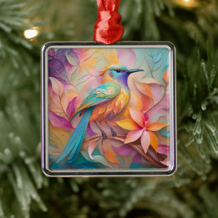 Violet Keelzangende Zangvogel Fantasie Vogel Metalen Ornament