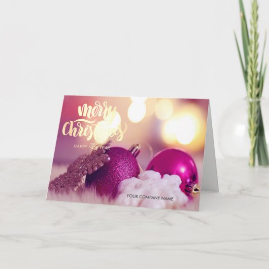 Violet kerstbal Company Greeting Feestdagen Kaart (Voorkant)