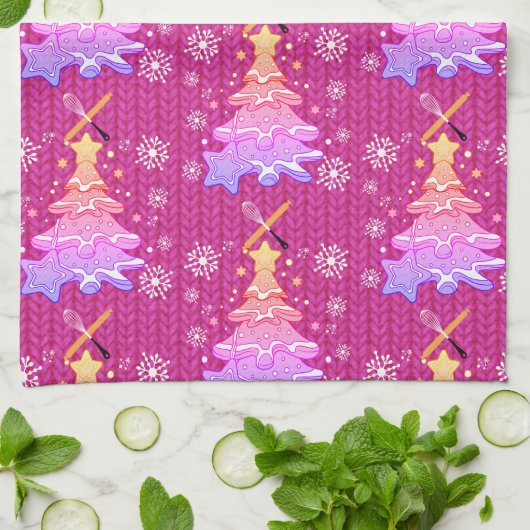 Violet Kerstboom Cookie Baking Crew Sneeuwvlok Theedoek (Gevouwen)