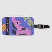  Violet Kitty Cat & Matisse Bladeren Bagagelabel (Voorkant (horizontaal))