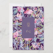 Violet Kleurrijke Wildflower Groen Bruiloft Kaart (Achterkant)