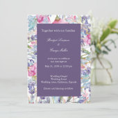 Violet Kleurrijke Wildflower Groen Bruiloft Kaart (Staand voorkant)