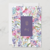Violet Kleurrijke Wildflower Groen Bruiloft Kaart (Achterkant)