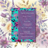 Violet Kleurrijke Wildflower Groen Bruiloft Kaart
