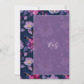 Violet Kleurrijke Wildflower Groen Bruiloft Kaart (Achterkant)