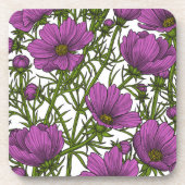 Violet kosmos bloemen bier onderzetter (Voorkant)