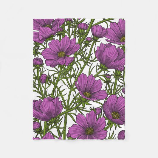 Violet kosmos bloemen fleece deken (Voorkant)