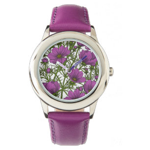 Violet kosmos bloemen horloge