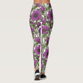 Violet kosmos bloemen leggings (Achterkant)