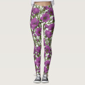 Violet kosmos bloemen leggings (Voorkant)
