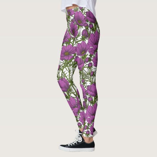 Violet kosmos bloemen leggings (Links)