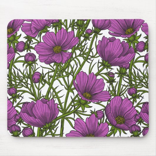 Violet kosmos bloemen muismat (Voorkant)