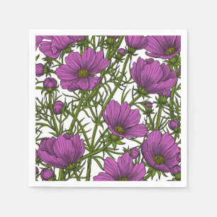 Violet kosmos bloemen servet
