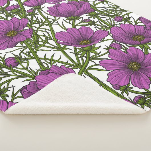 Violet kosmos bloemen sherpa deken (3/4)