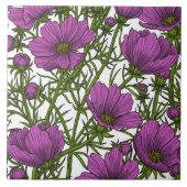 Violet kosmos bloemen tegeltje (Voorkant)