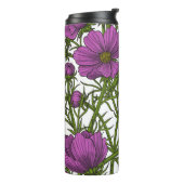 Violet kosmos bloemen thermosbeker (Gedraaid links)