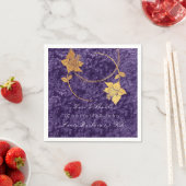 Violet krans goud bloemenfluweel bruids bruiloft servetten (Insitu)