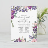 Violet, krottenwijk en blush Baby shower per post Kaart (Staand voorkant)