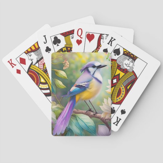 Violet Kuifjay Fantasy Vogel Pokerkaarten (Achterkant)