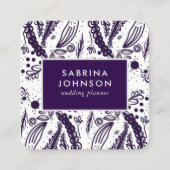 Violet laat bloemen poka dots patroon vierkante visitekaartje (Voorkant)