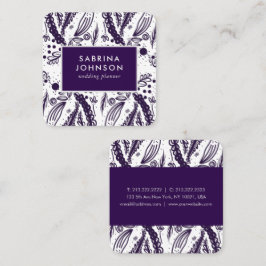 Violet laat bloemen poka dots patroon vierkante visitekaartje