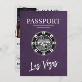 Violet Las Vegas Passport Bewaar de datum Save The Date (Voorkant / Achterkant)