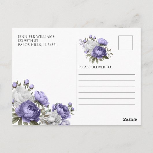 Violet lavendel bruids brunch douche briefkaart (Achterkant)