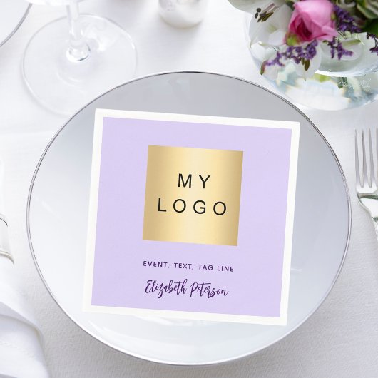 Violet lavendel café bar business logo handtekenin servet