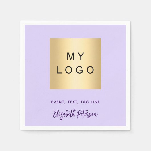 Violet lavendel café bar business logo handtekenin servet (Voorkant)