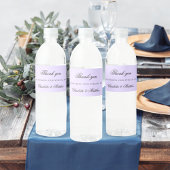 Violet lavendel elegant script bruiloft dank u waterfles etiket