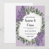Violet lavendel en eucalyptus huwelijksuitnodiging kaart (Voorkant / Achterkant)