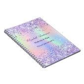 Violet lavendel holografische naam bedrijf notitieboek (Rechterzijde)