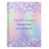 Violet lavendel holografische naam bedrijf notitieboek (Voorkant)