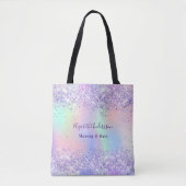 Violet lavendel holografische naam bedrijf tote bag (Voorkant)