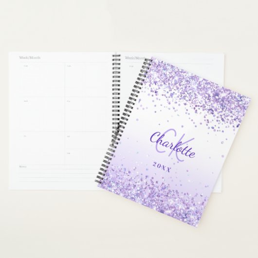 Violet lavendel naam monogrammed 2026 planner (Display)