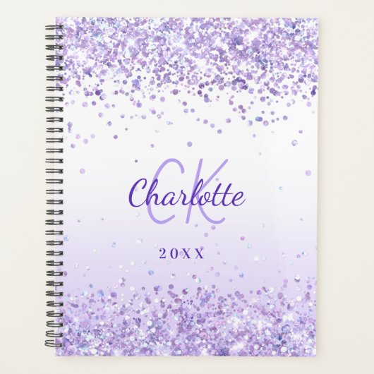 Violet lavendel naam monogrammed 2026 planner (Voorkant)