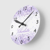 Violet lavendel naam script elegant ronde klok (Hoek)