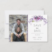 Violet Lavendel Paarse Bloemen Foto Sla de datum o Save The Date (Voorkant)