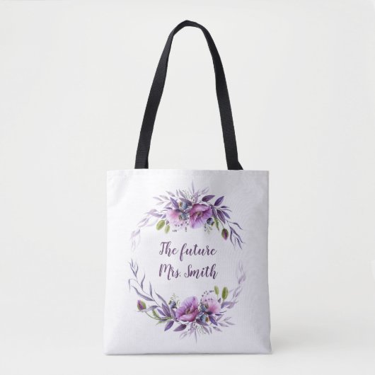 Violet Lavendel Paarse Bloemen Toekomst Mevrouw Br Tote Bag (Voorkant)