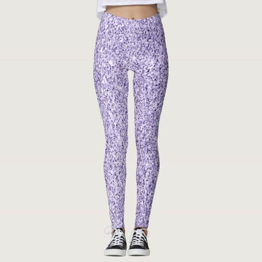 Violet lavendel paarse glitter faux sparkles leggings (Voorkant)