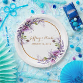 Violet Lavendel Poppy Waterverf Bloem Bruiloft Papieren Bordje (Feest)