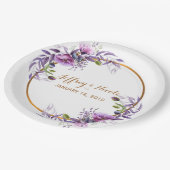 Violet Lavendel Poppy Waterverf Bloem Bruiloft Papieren Bordje (Gekanteld)