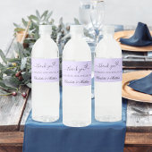 Violet lavendel script bruiloft dank u waterfles etiket