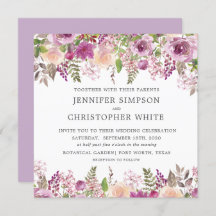 Violet lavendel vierkant trouwkaarten