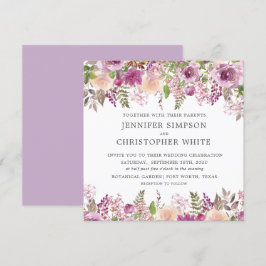 Violet lavendel vierkant trouwkaarten kaart