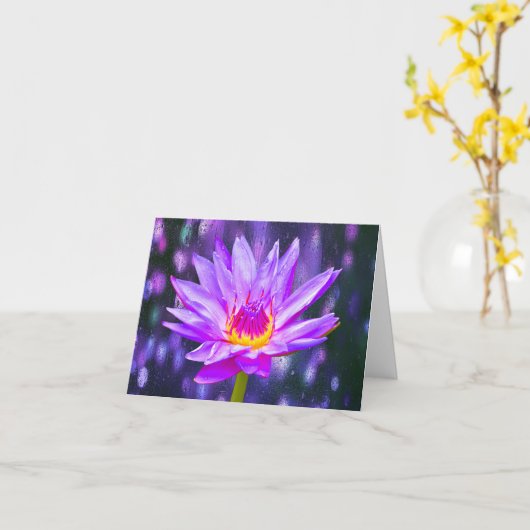Violet Lavendel Water Lily Note Wenskaarten Kaart (Gele Bloem)