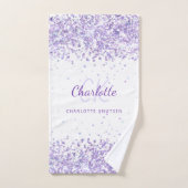 Violet lavendel witte naam monogram bad handdoek (Handdoek)